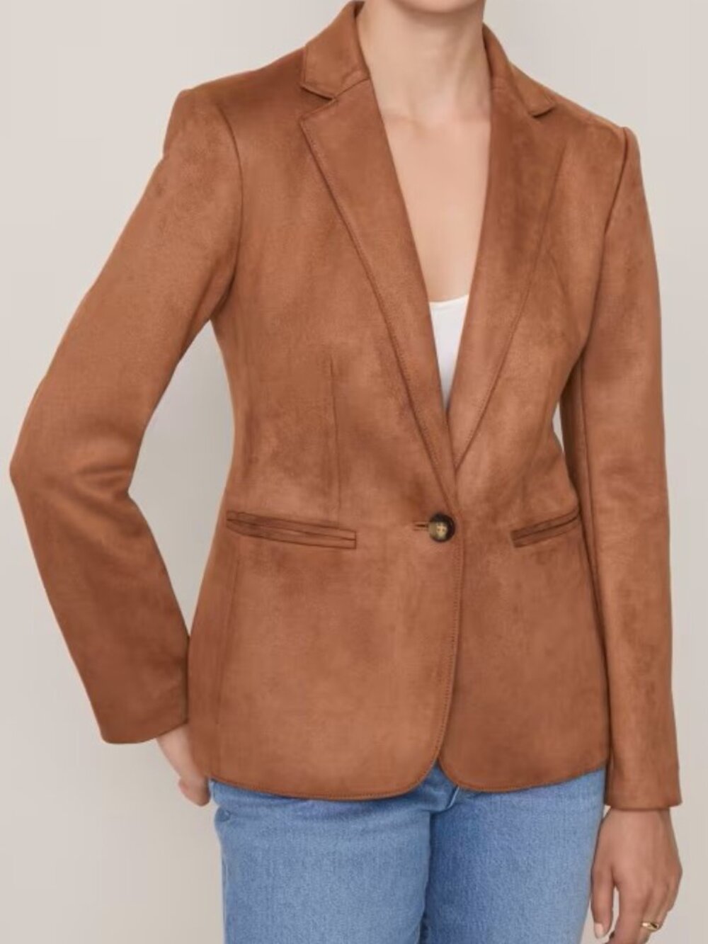 ANN TAYLOR THE HUTTON BLAZER IN FAUX SUEDE SIZE 4 SAHARA NEW W TAGS